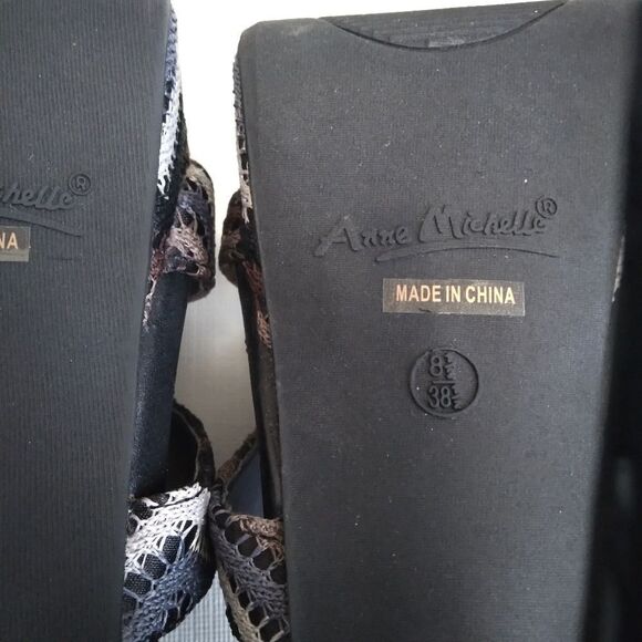 Anne Michelle Brown & Blue Chevron Socialite Stiletto Heel Pumps Women's US 8.5 - Picture 9 of 15